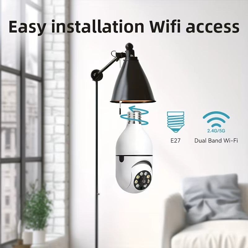 2Pc Ease Life App-Light Bulb Security Cameras Outdoor Wireless Wifi Camera 5Ghz, 360 Degree, E27 Light Socket Screw in Securi