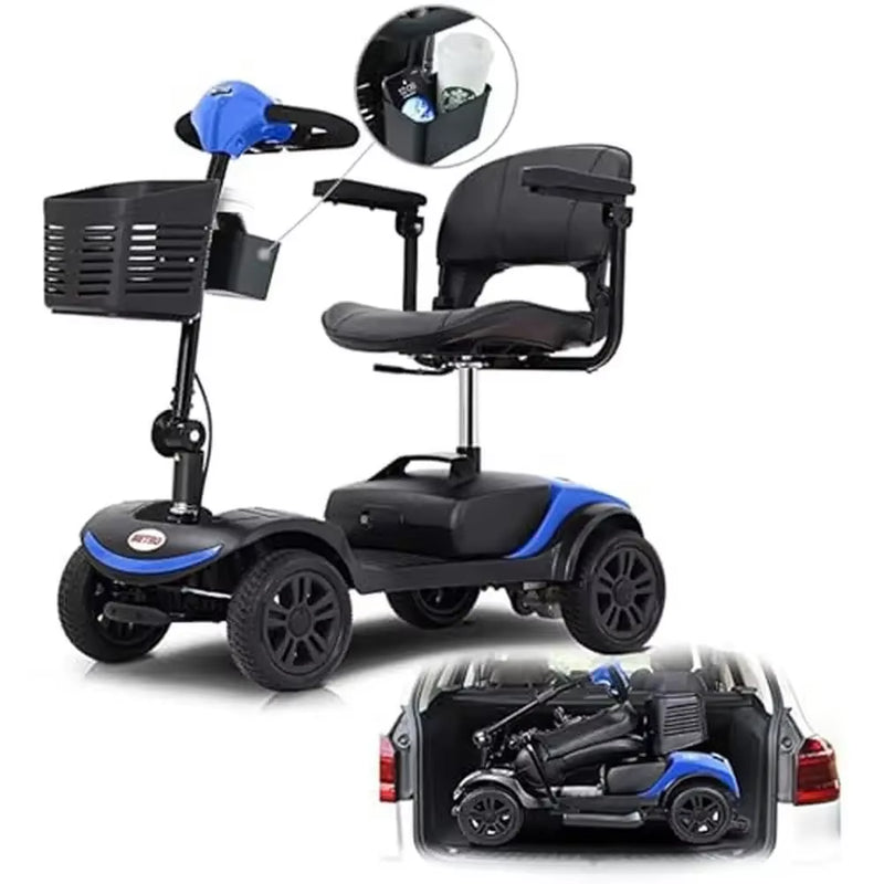 Portable Folding Electric Mobility Scooter Seniors 4 Wheel Travel Medical Wheelchair with Intelligent Brakes & Adjustable Seat